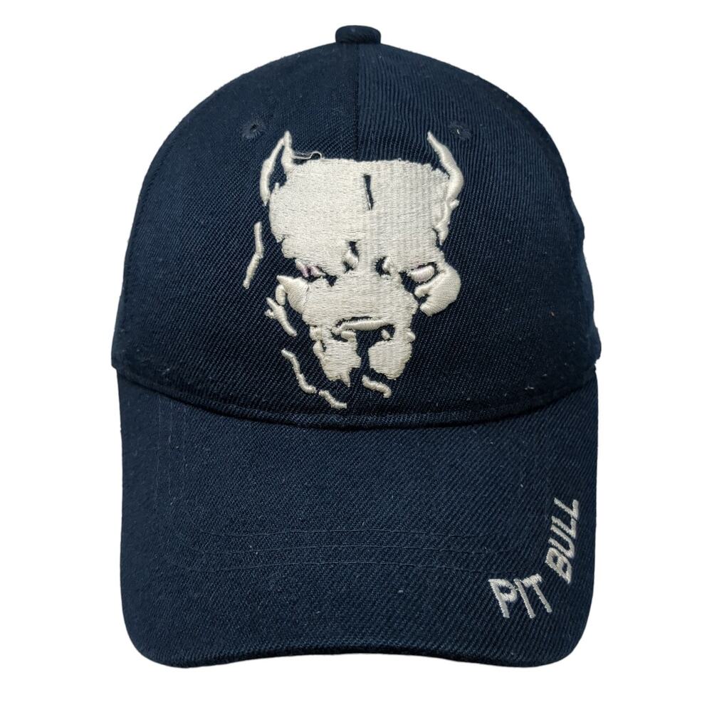 Pitbull Strapback Baseball Cap Blue One Size =Embroidered Big Bear Headwear